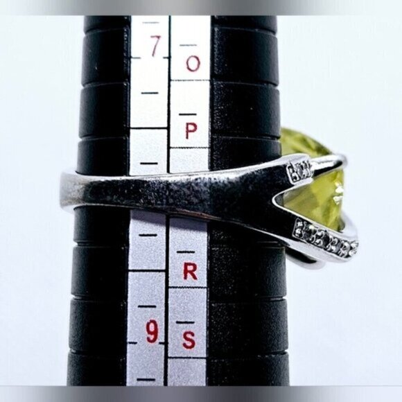 Yellow Simulant Sapphire Cable Silver Tone Fashion Ring - Picture 10 of 11